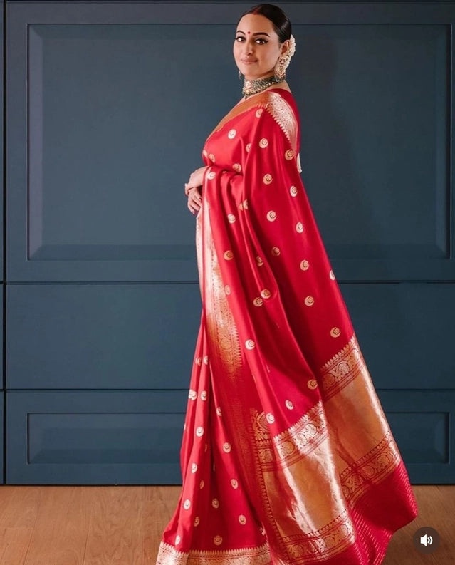 Hanira - Banarasi Silk Zari Woven Saree for Women (Multicolor, 6.3 m)