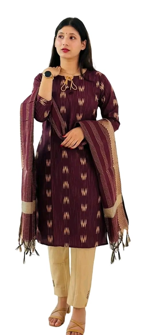 Hanira - Women's Cotton Kurta Pant Set with Dupatta