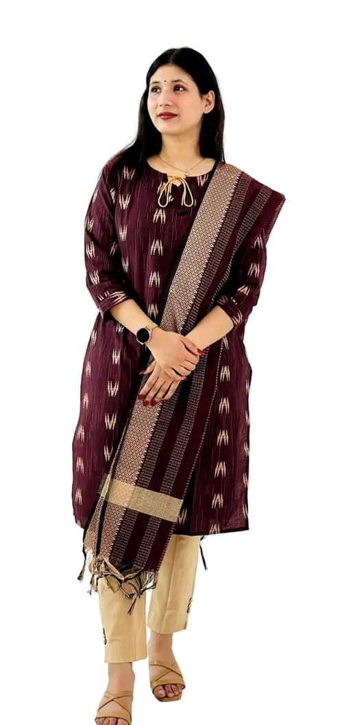 Hanira - Women's Cotton Kurta Pant Set with Dupatta