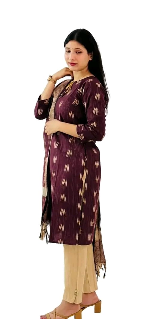 Hanira - Women's Cotton Kurta Pant Set with Dupatta