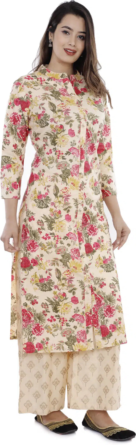 Hanira - Pure Cotton Kurti for Women (Cream, S)
