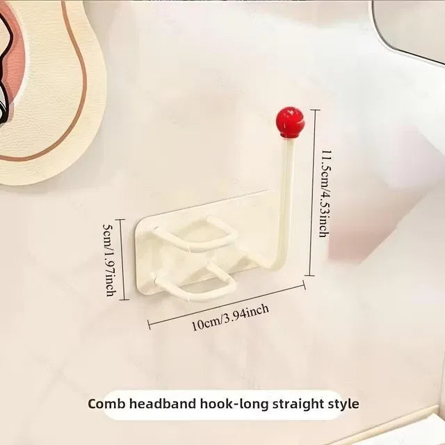 Hanira - Self Adhesive Wall Mounted Headband Hook No Drill Punch Free Hair Accessories Organizer