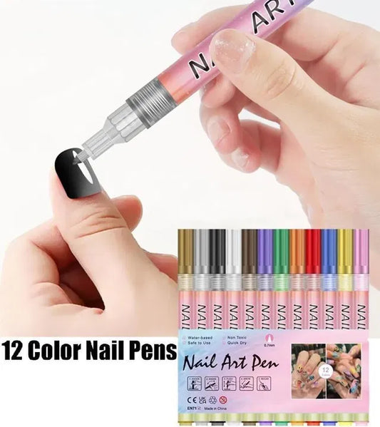 Hanira - Nail Art Pens Set of 12 Colors