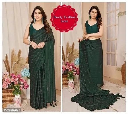 Hanira - Georgette Striped Saree for Women (Pink, 6.3 m)