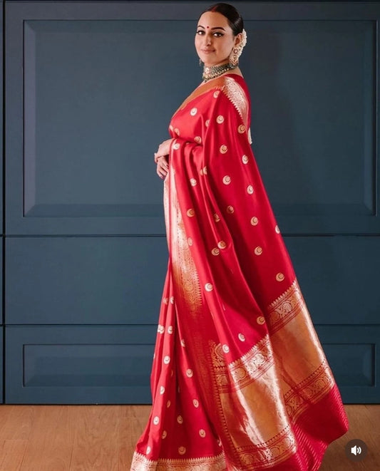 Hanira - Banarasi Silk Zari Woven Saree for Women (Multicolor, 6.3 m)