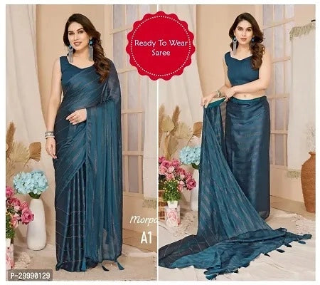 Hanira - Georgette Striped Saree for Women (Pink, 6.3 m)