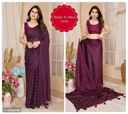 Hanira - Georgette Striped Saree for Women (Pink, 6.3 m)